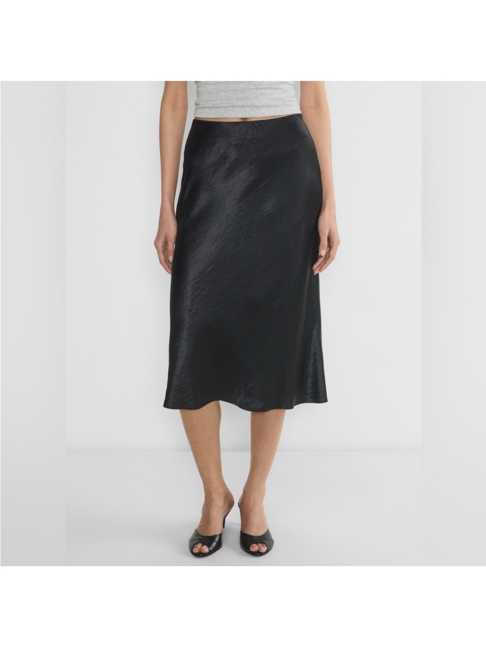 NWT Aritzia Wilfred Slik Slip Midi Skirt AMBIENCE SILK 105540 in Black US8